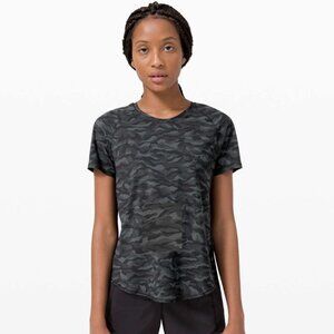 Lululemon Rise and Run Short Sleeve - Sequoia Camo Print Deep Coal Black